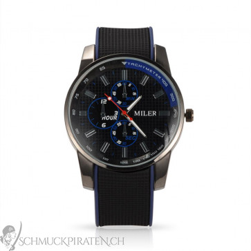 Herren Armbanduhr Black Velvet in schwarz und blau-Bild 1