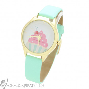 Cupcake Armbanduhr in mintgrün und gold-Bild 1