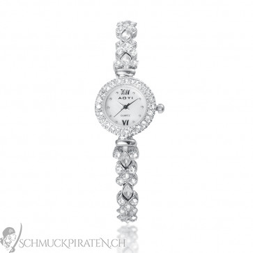 Schmale Damen Uhr in silber mit Strass-Bild 1