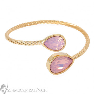 Goldener Armreif mit Steinen in rosa-Bild 1