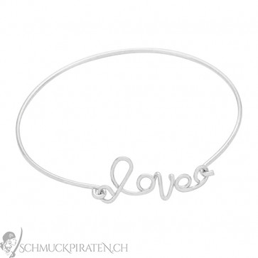 Damen Armreif in silber mit Love Schriftzug-Bild 1