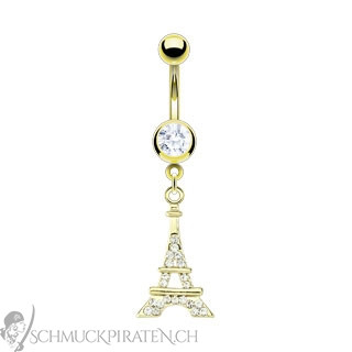 Bauchnabelpiering in gold mit süssem Eiffelturm Anhänger