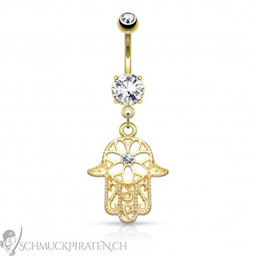 Vergoldetes Bauchnabelpiercing Hand der Fatima