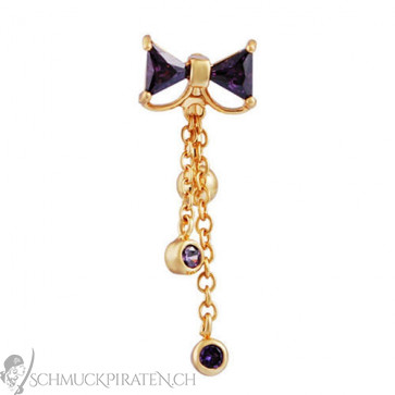 Damen Bauchnabelpiercing mit Schleife in gold und lila-Bild 1