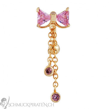 Damen Bauchnabelpiercing mit Schleife in gold und pink-Bild 1