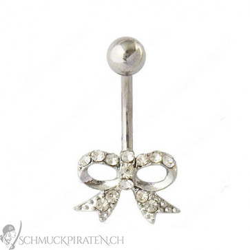 Damen Bauchnabelpiercing in silber mit Schleife