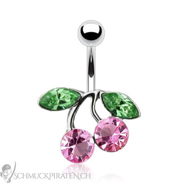 Kirsch Bauchnabelpiercing in silber und rosa