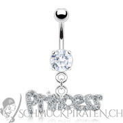 Bauchnabelpiercing silberfarben mit Princess Schriftzug