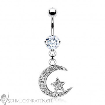 Damen Bauchnabelpiercing Chirurgenstahl Mond und Stern