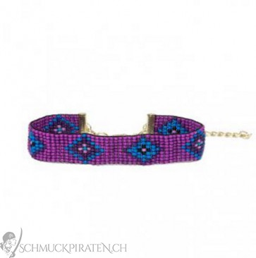 Damen Armband aus Glasperlen in lila und blau