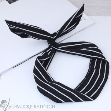 Haarband für Damen "Striped" in schwarz und weiss