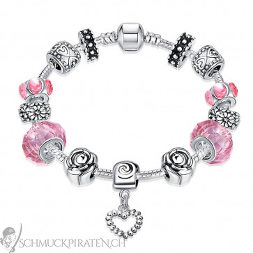 Damen Charm Armband in silber und rosa-Bild 1