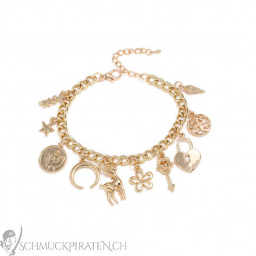 Charm Armband in gold mit vielen Anhängern - Bild1