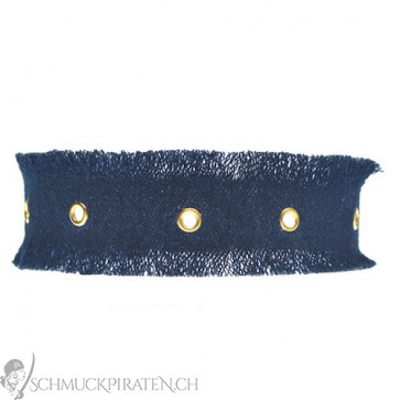 Denim Choker Kette mit goldenen Kreisen-Bild 1