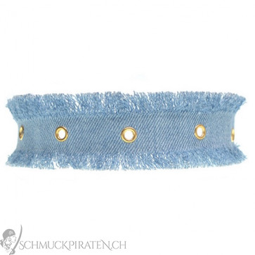 Denim Choker Kette mit goldenen Kreisen-Bild 1