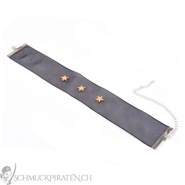 Choker Halsband in schwarz mit Sternen in gold-Bild 1