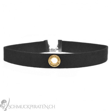 Choker Halskette schwarz mit Kreis in gold-Bild 1