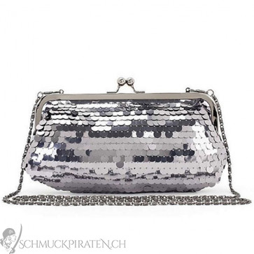 Damen Clutch/ Abendtasche mit Pailletten in silber-Bild 1