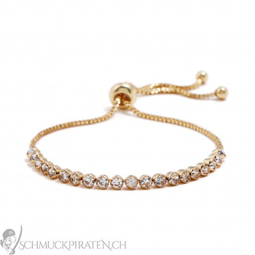 Armband "Diamond" goldfarben mit Strasskettchen-Bild 1