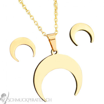 Damen Schmuckset "Moon" Edelstahl & goldfarben