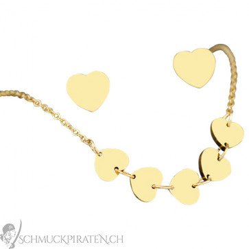 Damen Schmuckset "Hearts" Edelstahl & goldfarben