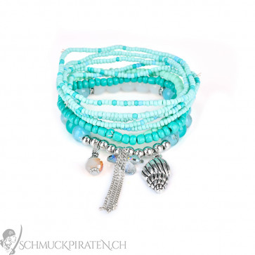 Armband Set "Bohemia" mintgrün mit Perlen