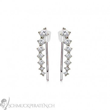 Ear Climber Ohrringe "Silver Line" mit Strass -Bild1