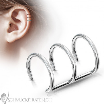 Fake Ohrpiercing drei Reihen silberfarben - 1 ST