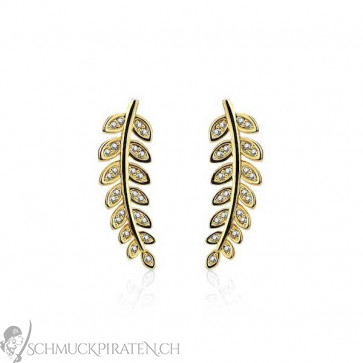 Blatt Ear Crawler in gold mit Strass - Bild 1