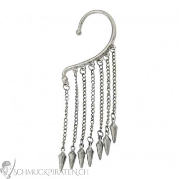 Ear Cuff in dunklem silber mit langen Ketten-Bild 1