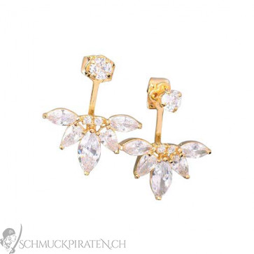 Glamour Ear Jackets in gold mit Strass