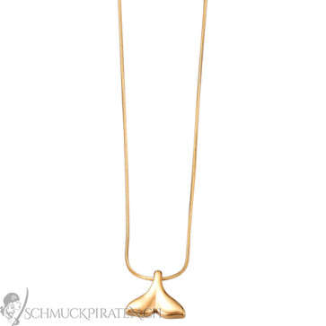 Edelstahl Halskette "Whale" goldfarben mit Walflossenanhänger