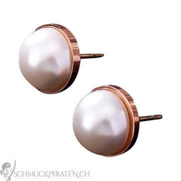 Edelstahl Ohrstecker "Pearl" rosegoldfarben mit Perle