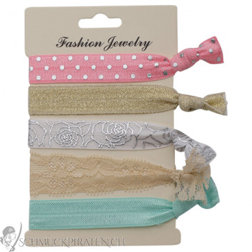 Elastisches Armbandset / Haaraccessoire "Flowers"