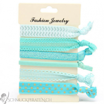 Elastisches Armbandset / Haaraccessoire "Turquoise Dreams"