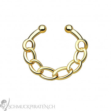 Fake Septum in gold im Ketten Look