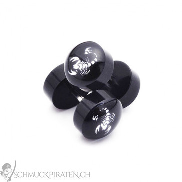 Fake Plugs Herren Acryl mit Skoripion Motiv-8mm