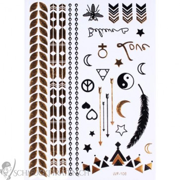 Flash Tattoo Feder Mond Herz, Stern - Festival Look