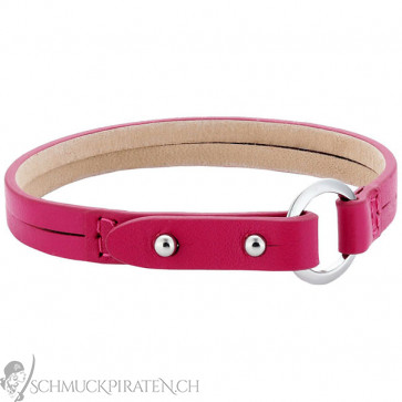 Damen Lederarmband Fossil JF00695040 in fuchsia und silber