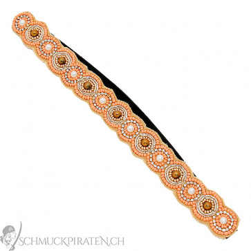 Haarband elastisch mit rosa Steinen und Perlen