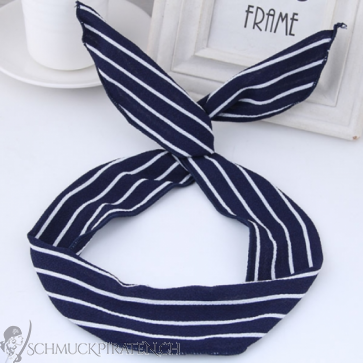 Haarband für Damen "Striped" in blau und weiss