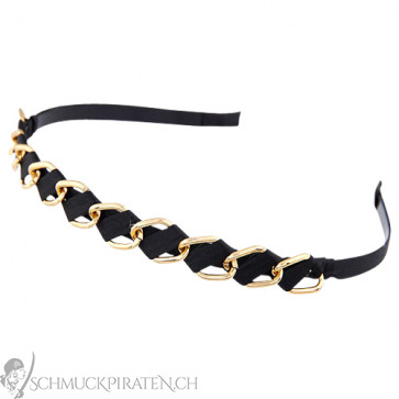 Damen Haarreif schmal in schwarz und gold