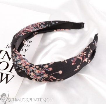 Haarreif "Knot" mit Blumenmuster schwarz