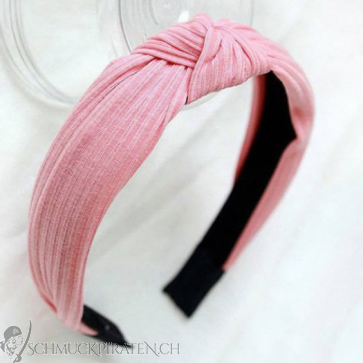 Retro Haarreif aus Baumwolle rosa mit Knotendetail