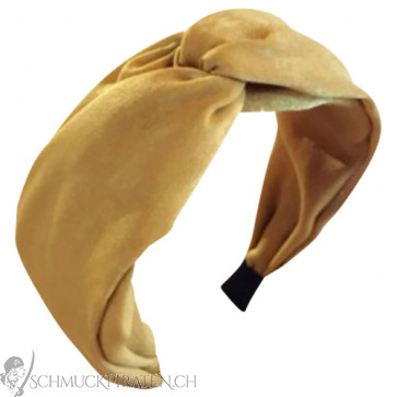 Haarreif mit Samtüberzug und Knotendetail gelb