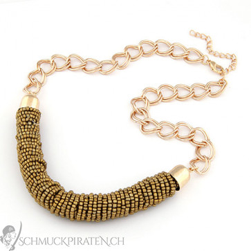 Damen Halskette in gold mit goldenen Perlen-Bild 1