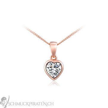 Halskette Crystal Heart in vergoldetem rosegold