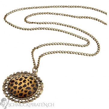 Kette mit Leo Print in altgold-Modeschmuck-Bild 1