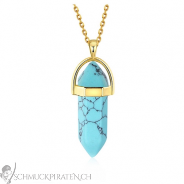 Halskette für Damen "Blue Marble" goldfarben -Bild1