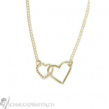 Kurze Damen Kette in gold mit Herzanhänger-Bild 1